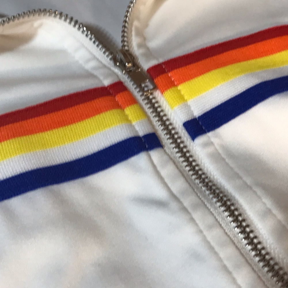 Rainbow Zip Front Crop Jersey Jacket Long Sleeve Pride - Picture 5 of 15